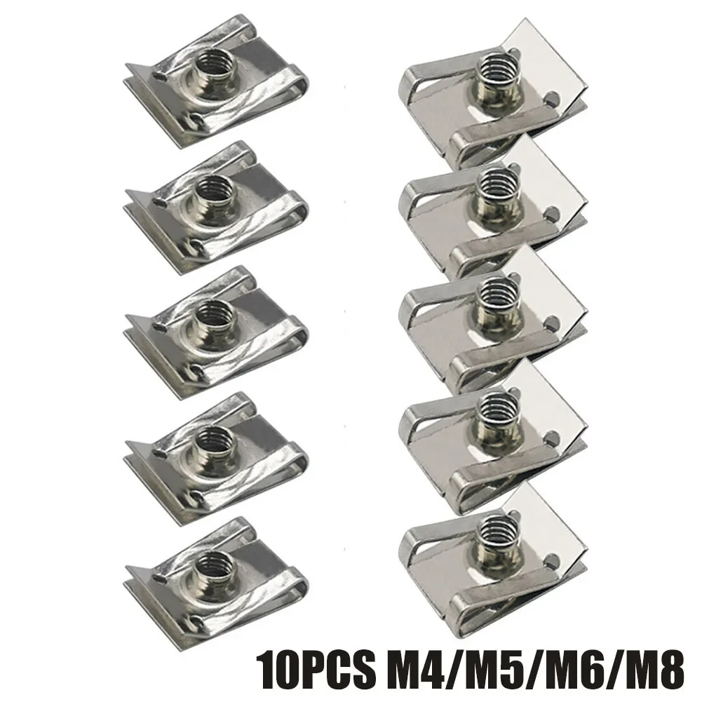 10pcs M8 M6 M5 M4 U Type Clips with Thread 8mm 5mm 6mm 4mm Reed Nuts for Car Motorcycle Scooter ATV Moped Motorcycle Accessories