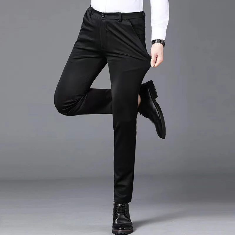 

Men's Summer Business Casual Long Pants Suit Pants Male Elastic Straight Fashion Formal Brand Trousers Plus Big Size 28-40