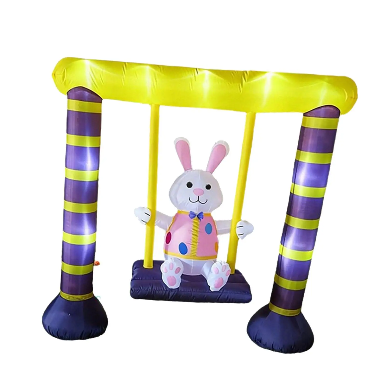 

Easter Inflatable Bunny Swing Ornament Lighted Large Cute Decorative Prop Outdoor Decoration for Garden Festival 165cmx150cm