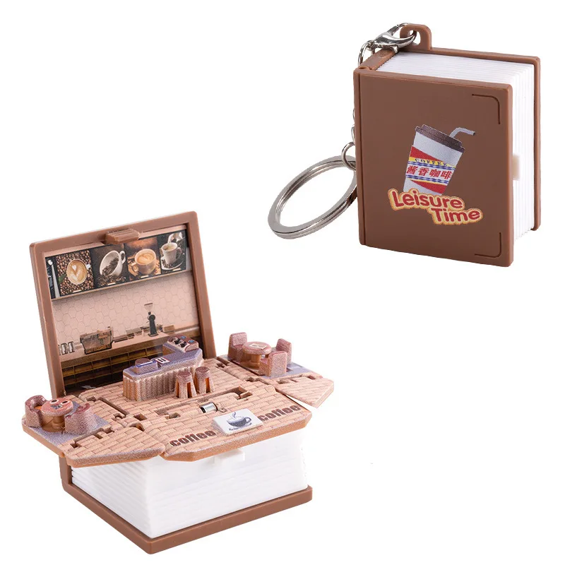 Fold Book Keychain Children Toy 3D Christmas Gift Anxiety Stress Relief Dinosaur Castle Christmas Mini Keyring Kids Toys Model view 5