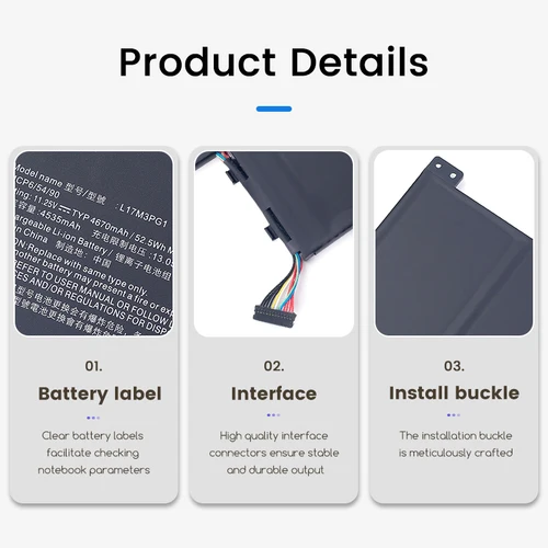Imagen 2 del producto Batería 17M3PG1 L17M3PG2 para Lenovo Legion, Y530, Y540-15IRH, Y7000, Y7000P, L17C3PG1, L17L3PG, L17M3PG3, L17C3PG2