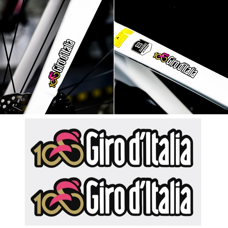 2PCS Giro D 'Italia Road Bicycle Frame Stickers Waterproof MTB Bike Top Tube Down Tube Durable Sunscreen Vinyl Decals Decoration