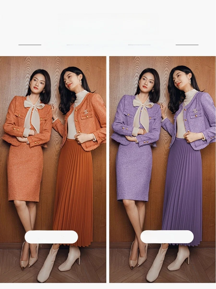 

Coralline Golden Small Fraance Sle Set Ele Women's Suiting for Commuting 2025 New Arrival Spring Autumn Collection