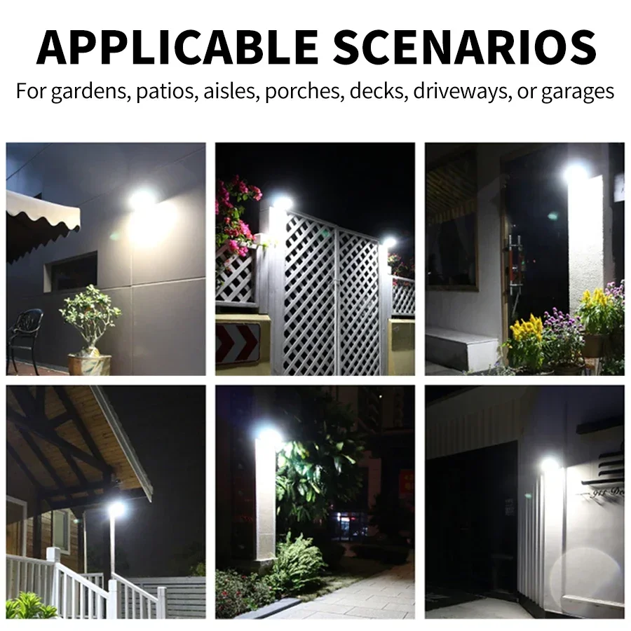 Solar Wall Light With Remote Control 100 LED 3 Mode Modes Motion Sensor Outdoor Light for Patio Deck Garage Driveway Porch Fence