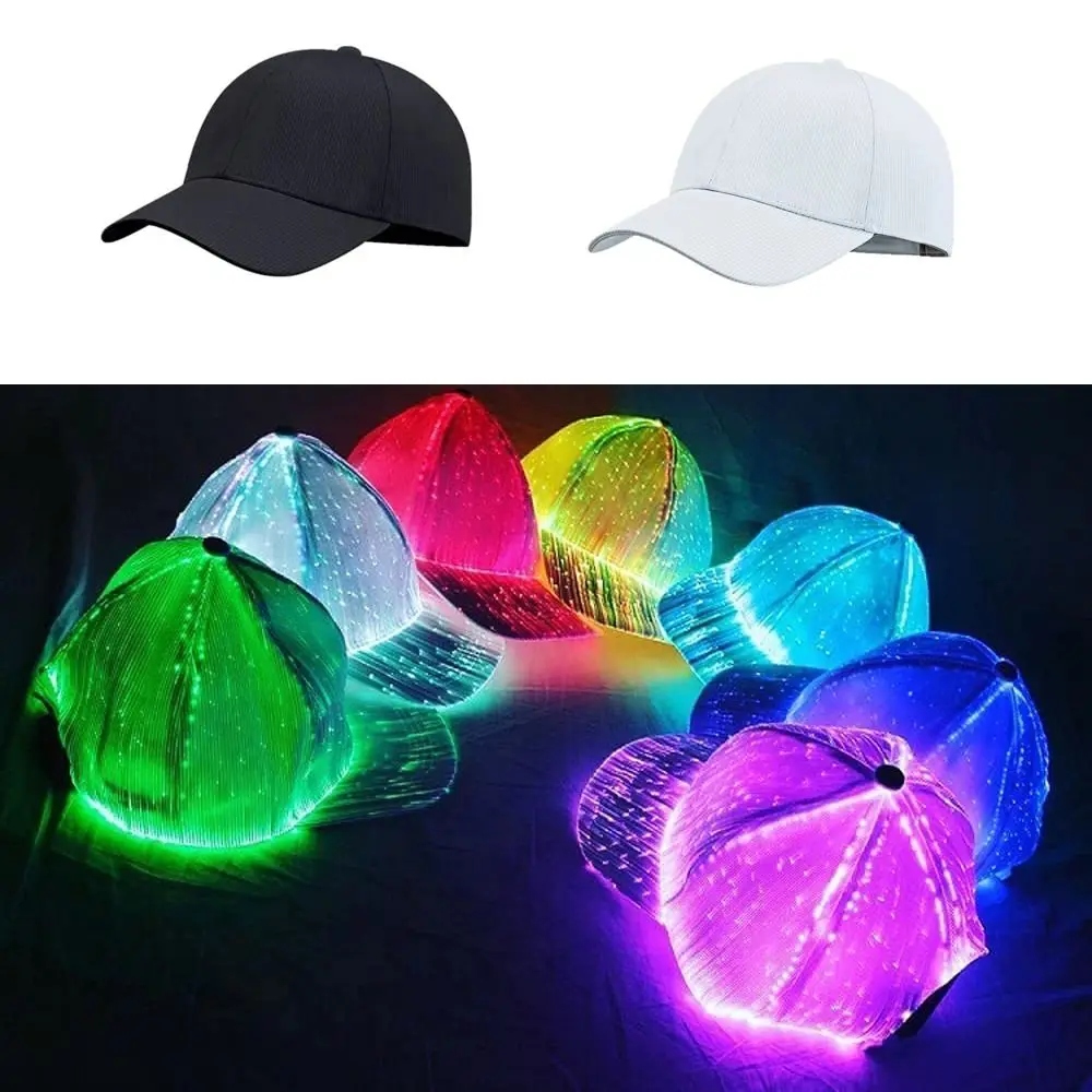 

7 Colors Changing Fiber Optic Cap Rechargeable USB Charging LED Hat Flashing Luminous Glowing Hat