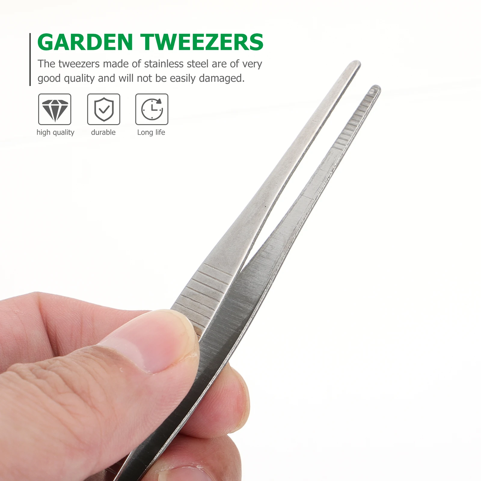 

4 Pcs Round Head Tweezers Straight Stainless Steel Serrated Tips for Daily Maintenance Handmade Garden Crafts Compact Practical