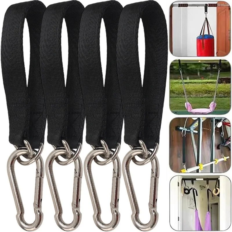 Cabide de balanço para rede, alça de árvore, kit de suspensão resistente com mosquetão para saco de areia, saco de pancadas, academia ao ar livre, suspensão fitness