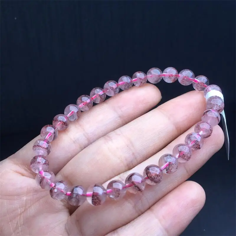 7MM Natural Golden Strawberry Quartz Bracelet Gemstone Bead Strings Fashion Beautifully Jewelry For Men And Women 1PCS