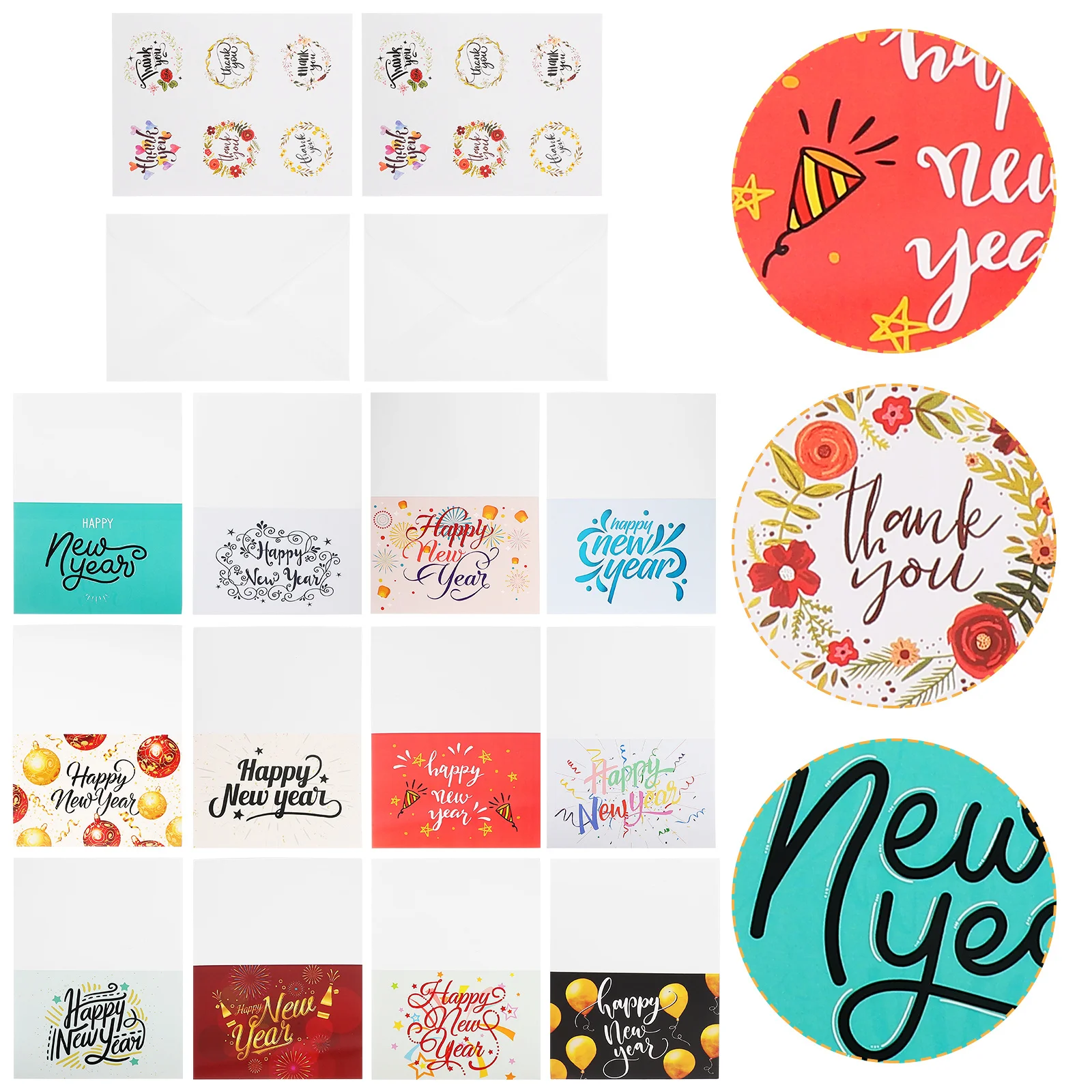 

1Set New Year Supply Blessing Cards Handwriting Message Cards Festive Warm Atmosphere Relative Gift Envelop Paper Envelop
