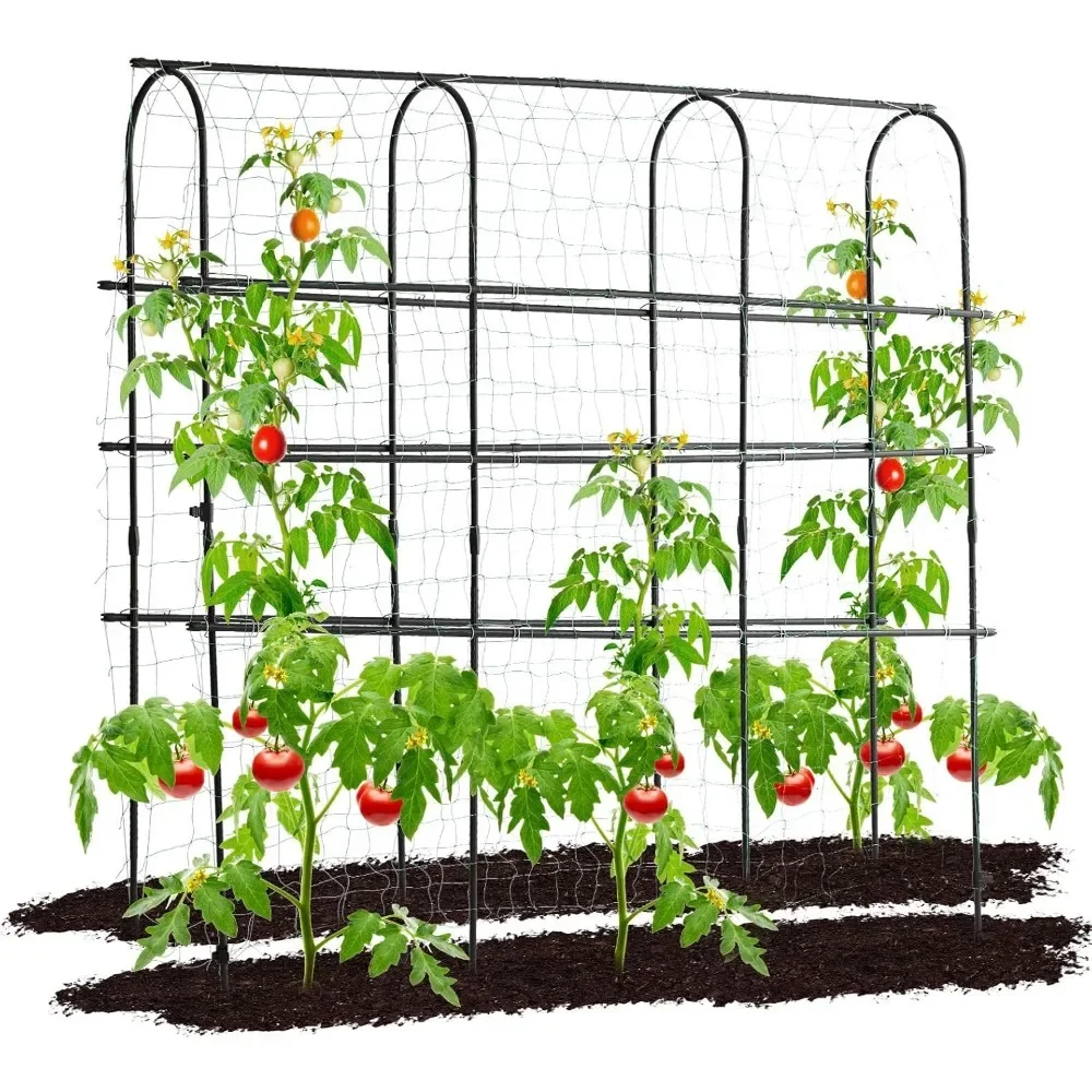 

Climbing Plants Outdoor, 6 FT Tall Arch Tunnel, Metal A-Frame Plant Support with Trellis Netting Vegetable Fruit Flower,Trellis