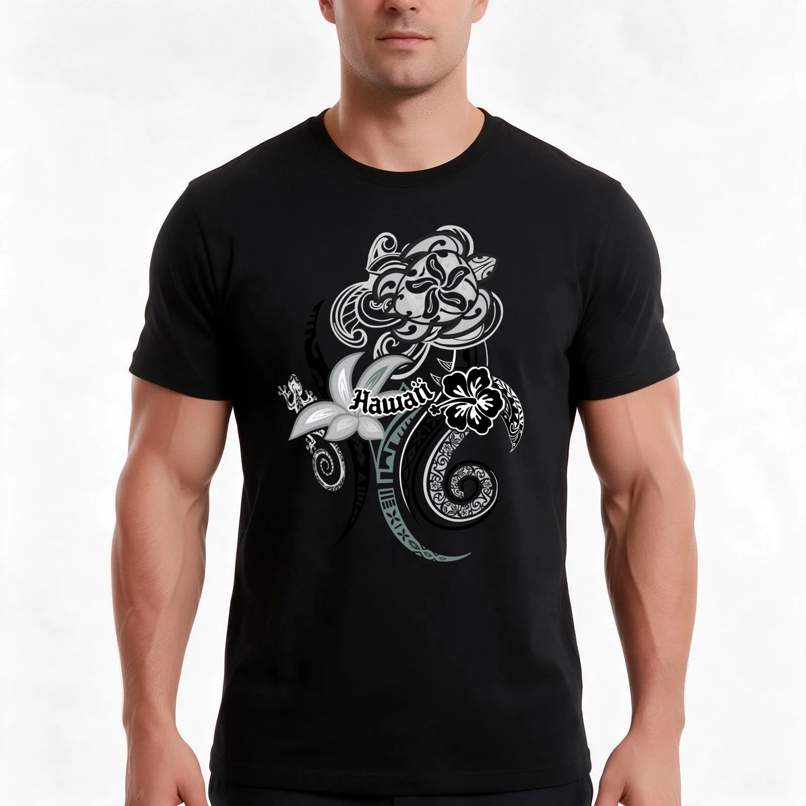 HAWAIIAN Tribal Threads T-Shirt, Summer Casual Cotton Tee, Oversized Streetwear Tops, Vintage Graphic Print, Unisex Men Women