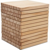 Unfinished Wooden Coaster Blanks 15-Pack 4 Inch Square DIY Craft  Painting Carving Burning Scroll  Natural Wood Coasters Kit243