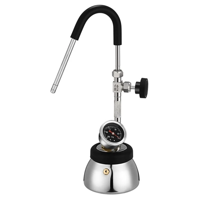 【RECOMENDAR】Steam Boiler With 3-Hole Nozzle, Air Pressure Gauge, Open Flame And Induction Hob Heating, Water Frothing Machine
