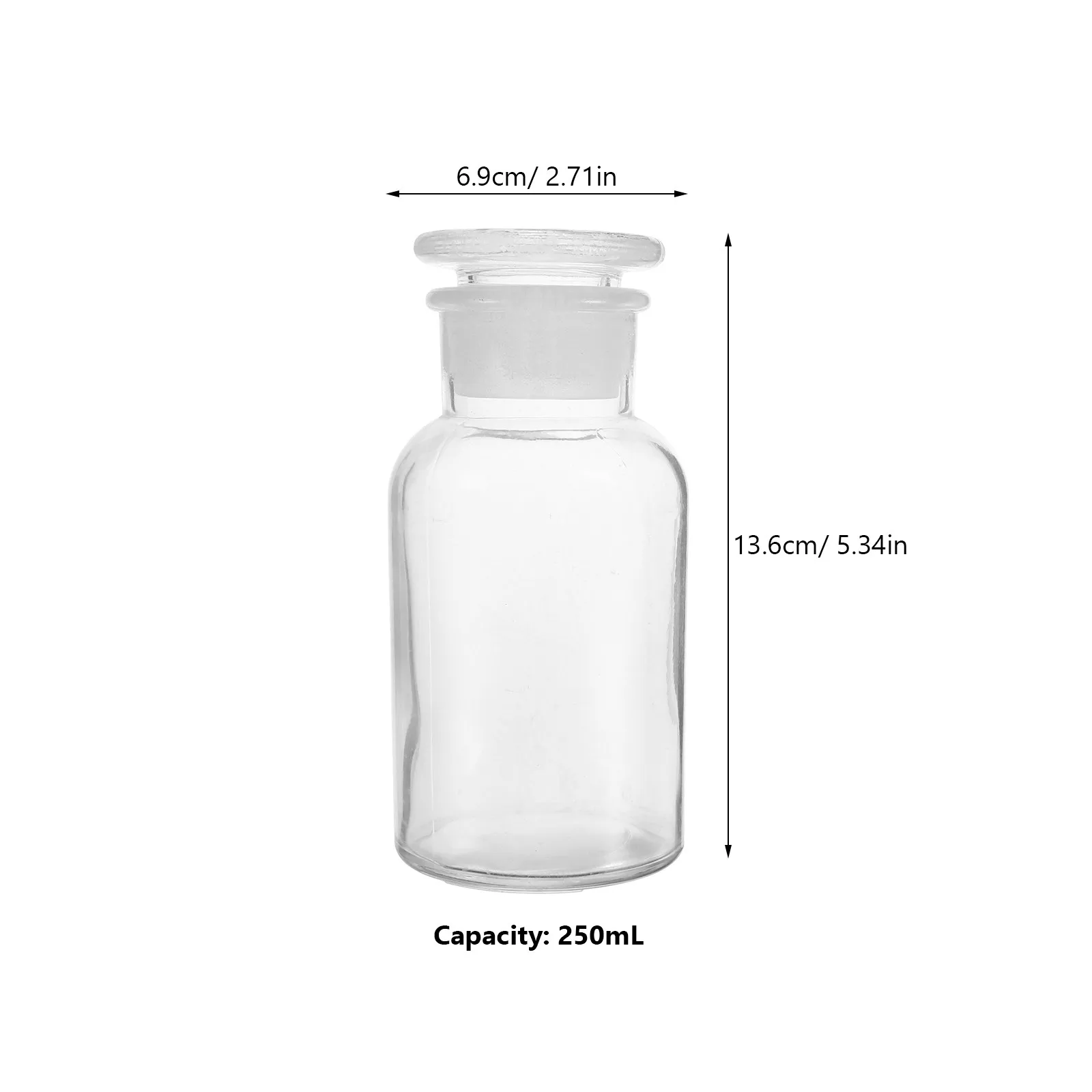 1Pcs Small Mouth Reagent Bottle High Light Transmittance Borosilicate Glass Laboratory Bottle for Powders Liquids Solvents