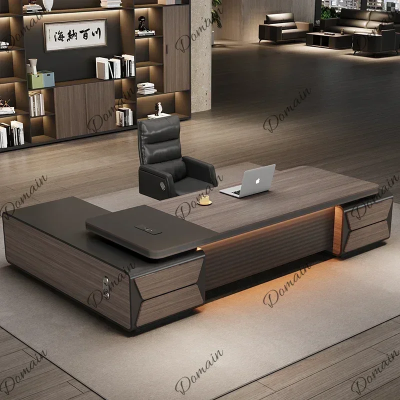 BW L-shaped Luxury Chairperson's Room Manager Chair Combination Simple Modern President's Desk Furniture Executive Office Desk H