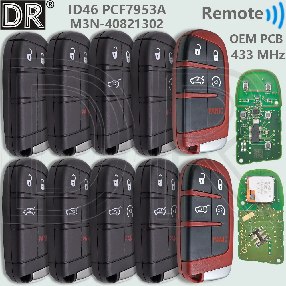 DR Original PCB ID46 PCF7953A Chip 433MHz Car Remote Key For Jeep Grand Cherokee 2014 -2021Dodge Durango Charger Challenger Dart
