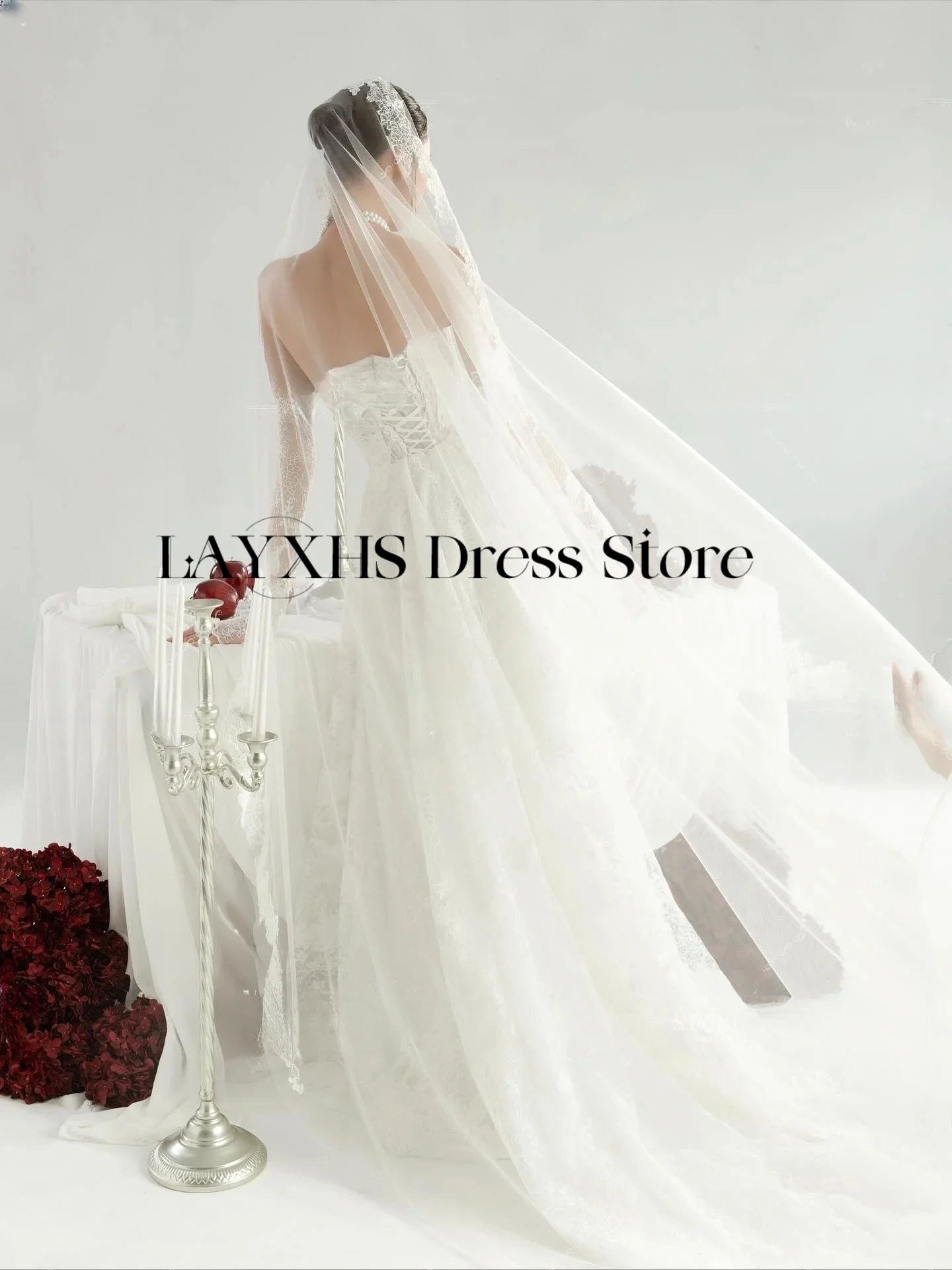 Robe de mariée blanche en dentelle chérie exquise, ligne A, séance Photo, longueur au sol, robe de mariée élégante, personnalisée