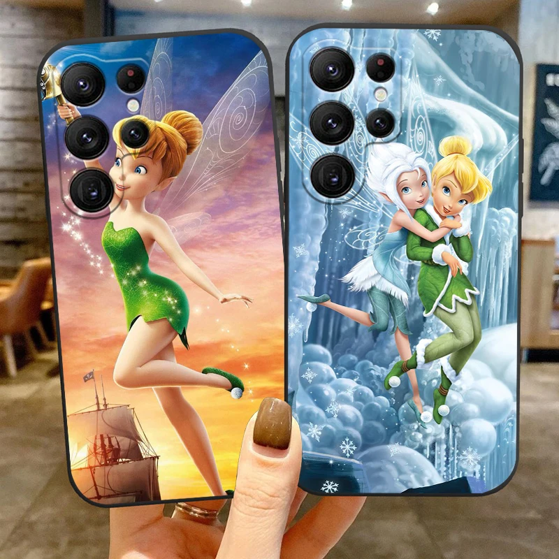 Casing ponsel Anime Disney Tinker Bell lucu, casing pelindung ponsel hitam 5G untuk Samsung Galaxy S24 S23 S22 S21 S20 FE S10 S10E Plus Ultra Pro Lite