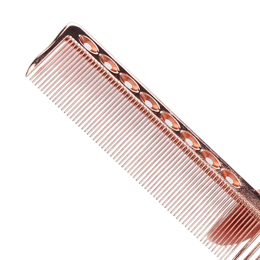 Daily Care Wide Tooth Space Aluminum Comb Durable Fine Tooth Hairdressing Tool Black Champagne Hair Brush Home Use