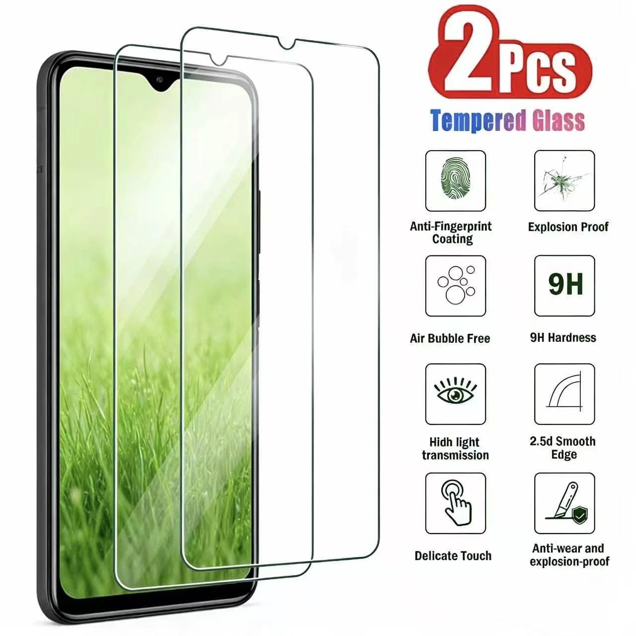 1-2 Stück Gebogenes Vierseitig Verklebtes Gehärtetes Glas für Redmi Note 14 Pro 4G/5G/Redmi Note 15 HD Displayschutzfolie