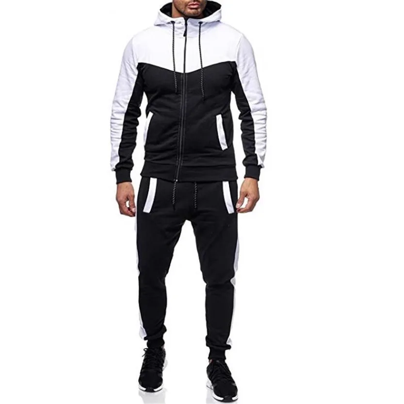 

Мужской зимний спортивный костюм с капюшоном на молнии, толстовка на флисовой подкладке, брюки для бега, утолщенная теплая спортивная одежда