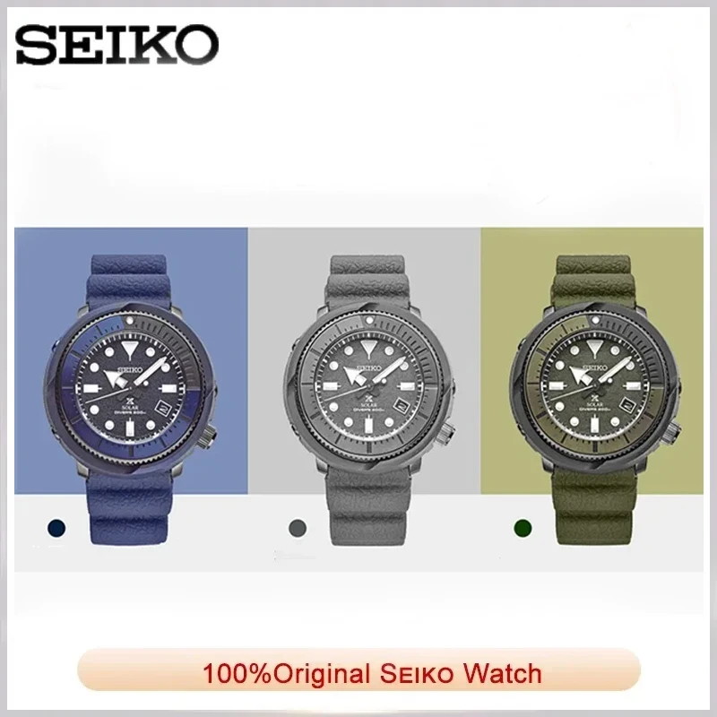 SEIKO Automatic Mechanical Men\'s Watch PROSPEX Luminous Circular Dial Sports Can Diving Watch Silicone Strap SNE537 Wristcatches