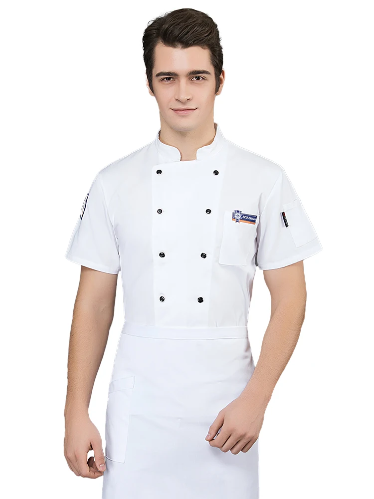 Restaurante Chef Uniforme Masculino, Camisa de Padaria, Roupa de trabalho de garçom, Comida Chef Uniforme, Roupa do Hotel, Cozinhando Casaco, Sala de jantar