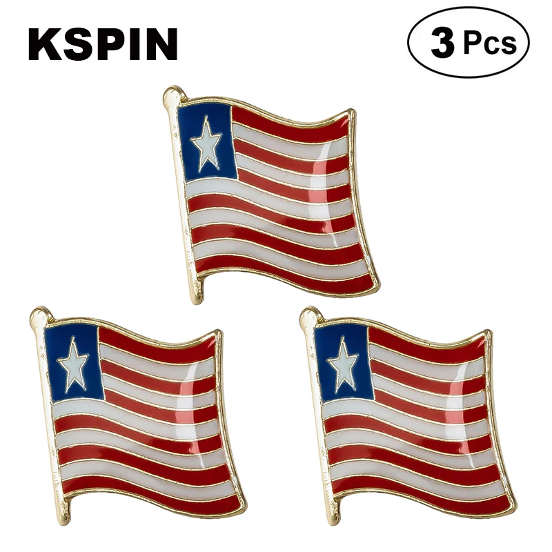 3pcs a lot Liberia Flag Lapel Pins Badges Brooches