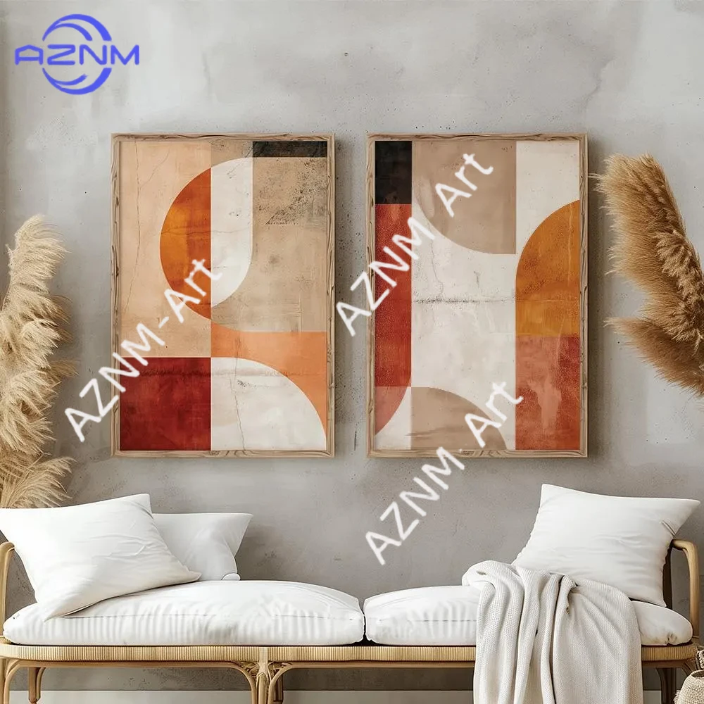 1/2Pcs Abstract Wabi Sabi Wall Art / Japandi Design / Set of 2 art/ Beige Wall Art / Terracotta Art / Textured Decor