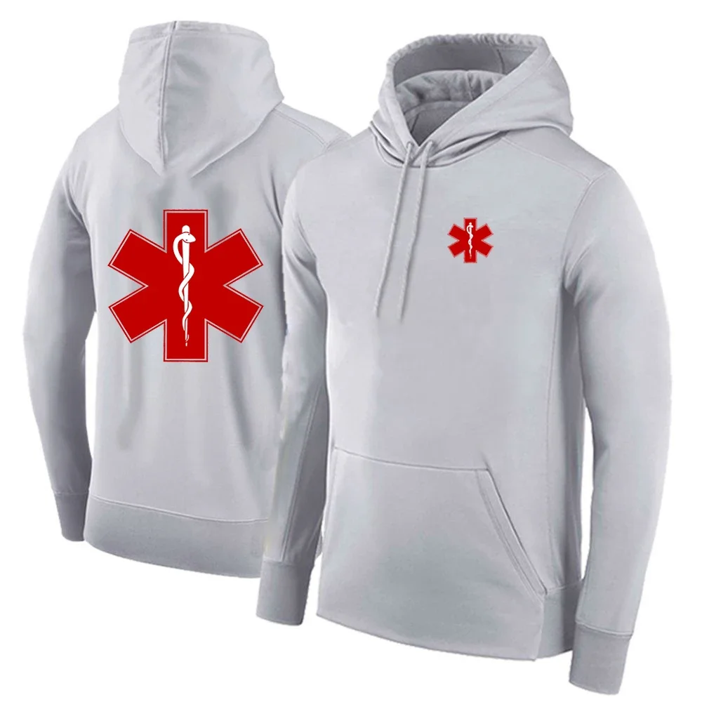 EMT Emergency Ambulance Men Spring And Autumn Fashion Printing Harajuku Comfortable Simplicity Solid Color Pullover Top