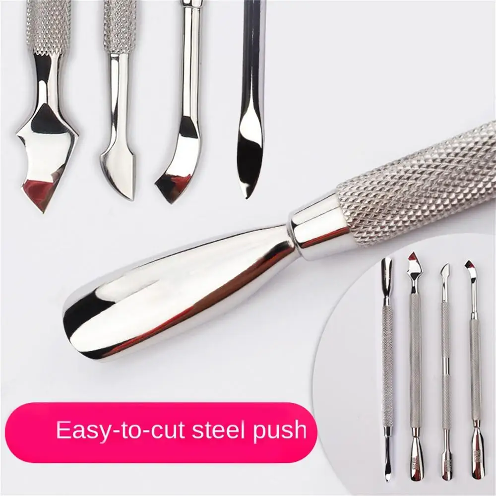 Stainless Steel Nail Cuticle Pusher Dead Skin Remover Cutter Fork Spoon Scraper Gel Polish Push Manicures Art Pedicure Tools