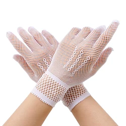 1 Paar Hete Verkoop Visnet Mesh Handschoen Mode Dames Meisje Handschoen Bescherming Kant Elegante Dames Stijl Handschoenen Zwart En Wit