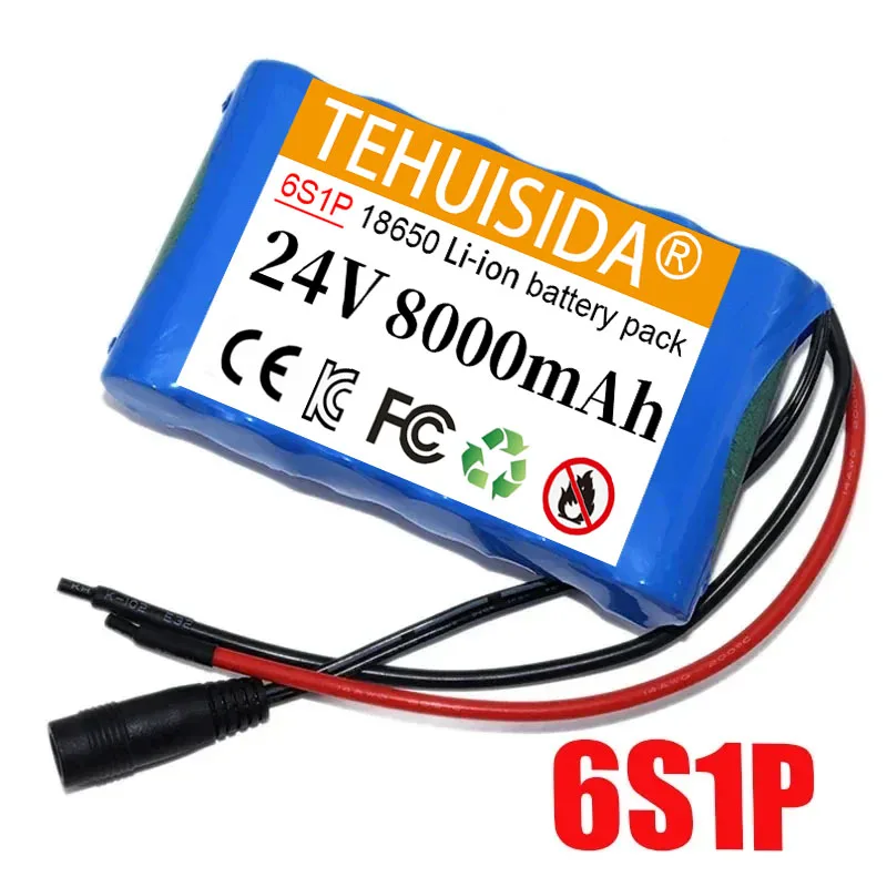 Brand new 6S1P 18650 lithium battery pack 24V 8000mAh battery for car wash equipment CCTV camera monitor 25.2V2A charger