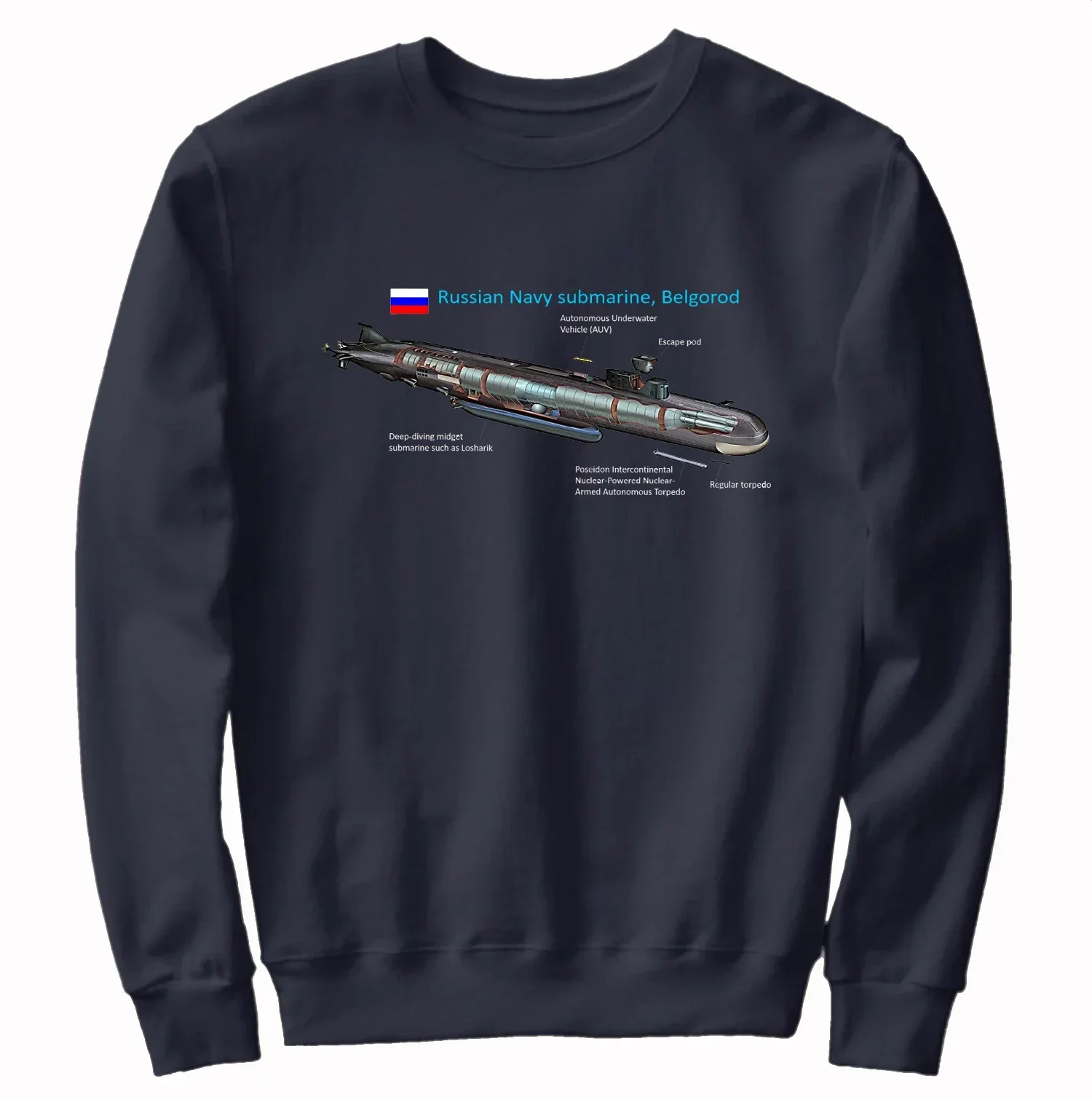 Russian Naval K-329 Belgorod Submarine Sweatshirt New 100% Cotton Comfortable Casual Russia Military Mens Clothes