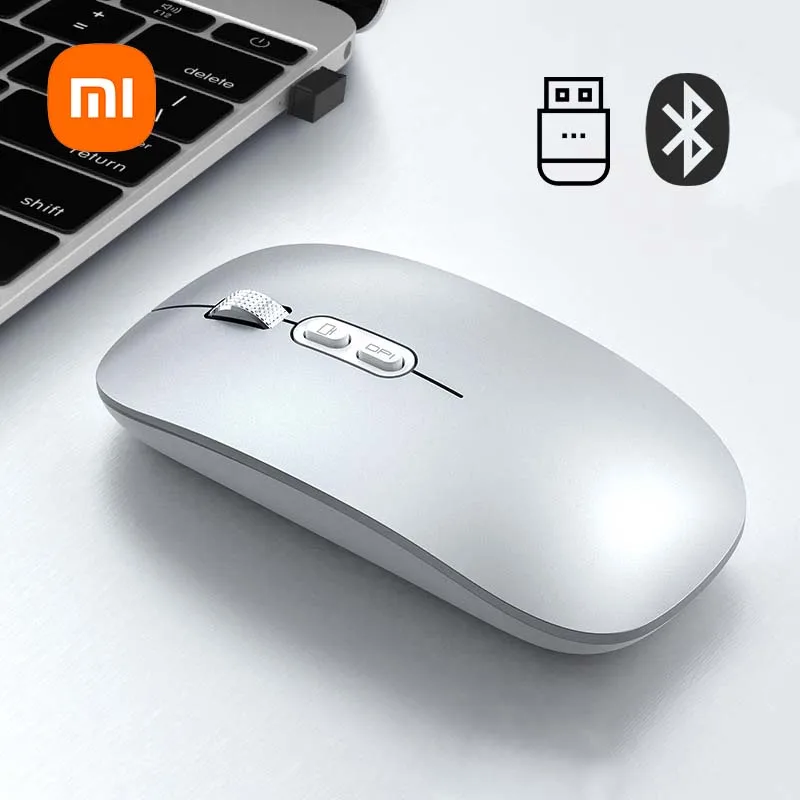 Xiaomi Dual Mode Mouse Wireless Bluetooth 1600 DPI Adjustable Rechargeable USB Mute Desktop Key Fashional Office Learning Mouses