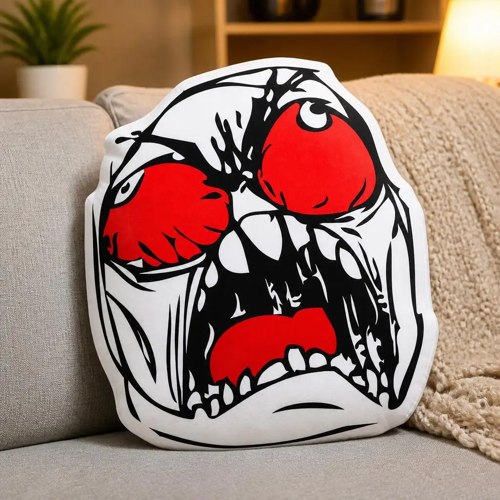 Rage Guy Face Meme Plush Pillow Cushion Irregular Stuffed Throw Pillow Home Decor Gift Sofa Bed Couch