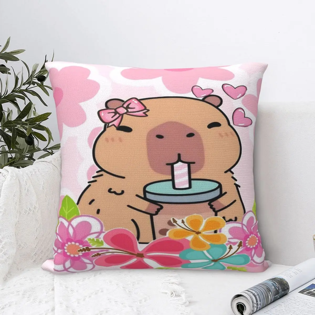 

Capybara Cartoon Pillow Cover Cute Funny Pillow Case For Sofa Home Decorative Cushion Cover Soft Printed Pillowcases Gift