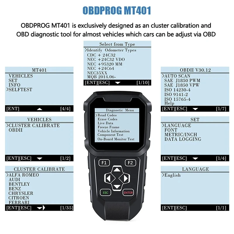 Diagnostic Tools For OBDPROG MT401 Cluster Calibration Tool OBD2 Scanner Instrument Correction Adjustment Use No Need Internet