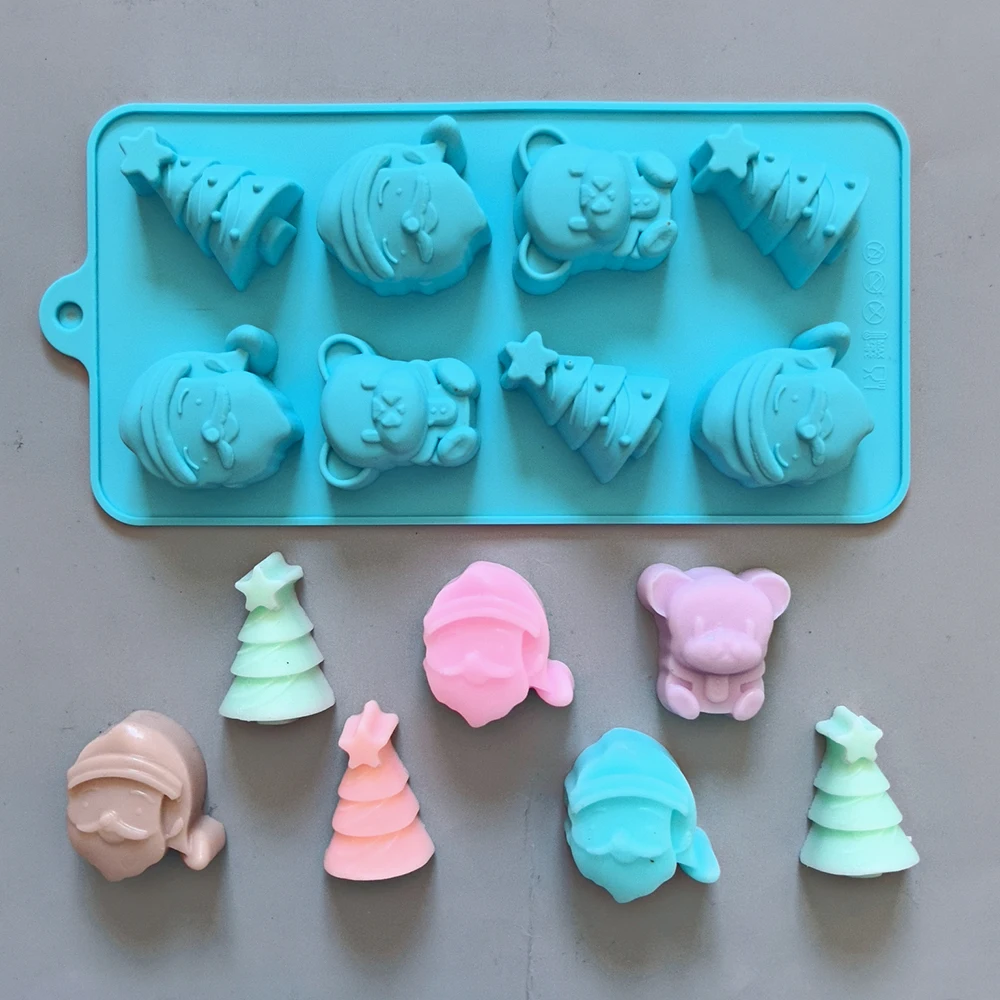 Weihnachten, Weihnachtsmann, Weihnachtsbaumförmige Silikonform, verwendet für Schokolade, Desserts, Kekse, DIY-Backformen mit Antihaftbeschichtung