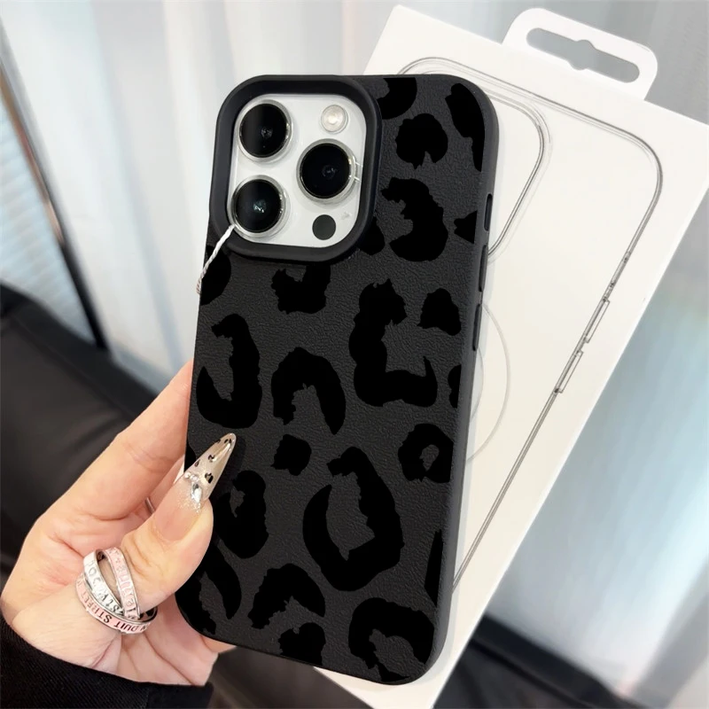 Fein schimmernde Leopardenmuster-Silikonhüllen für iPhone 17 14 15 16 Pro Max Plus, iPhone 15 16 13 12 11 15 8 XS XR Luxus-Cover – Detail 7