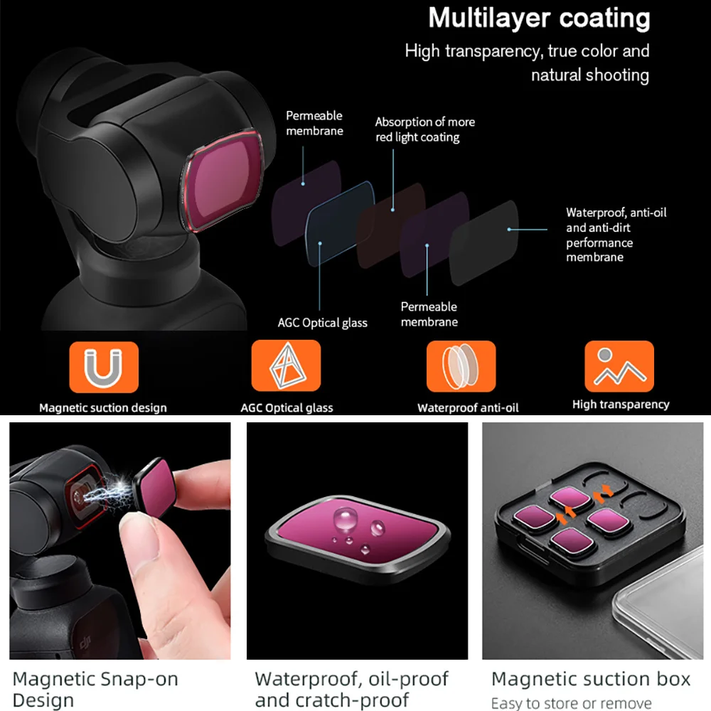Black Mist Filter For DJI Osmo Pocket 3 MCUV NDPL8/16/32/64 CPL Polar Set Night Star Combo Handheld Gimbal Camera Accessory Kit