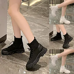 Women Ankle Boots Chunky Thick Sole Low Heel Lace Up Lace Up Booties Womens Sock Booties And Boots