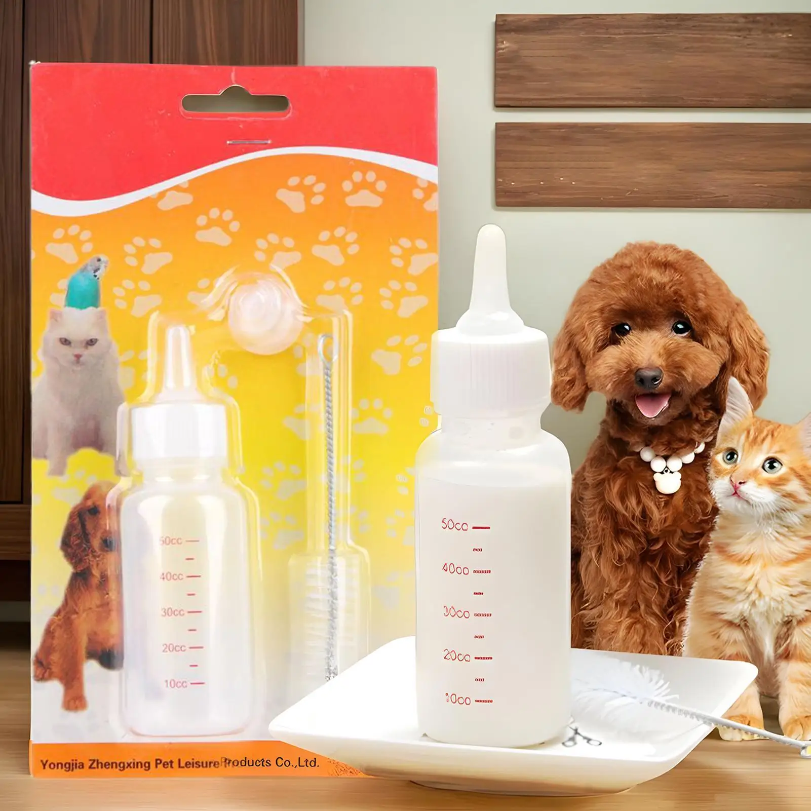 Puppy Bottle 50ml Puppy Nursing Milk Bottle Kit Leak-Proof Baby Cat Nipple Feeder Set For Bunny Daily Squirrel Lactation Support