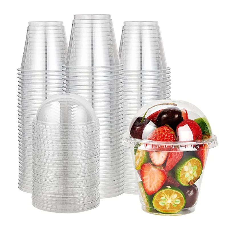15PCS 200ML 컵 디저트 플라스틱 컵 일회용 투명 그릇 용기, 파르페 아이스 뚜껑 푸딩 크림 음식 젤리 서빙