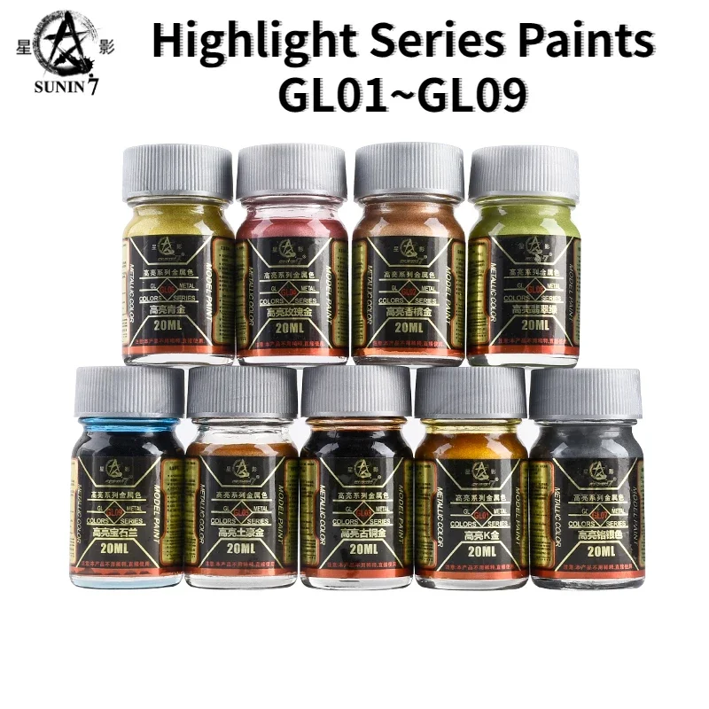 SUNIN7 GL01 ~ GL09 20 مللي دهانات زيت معدنية لمعان اللون تسليط الضوء على سلسلة الصباغ نموذج اللوحة أدوات لنموذج الرش التلوين لتقوم بها بنفسك #1