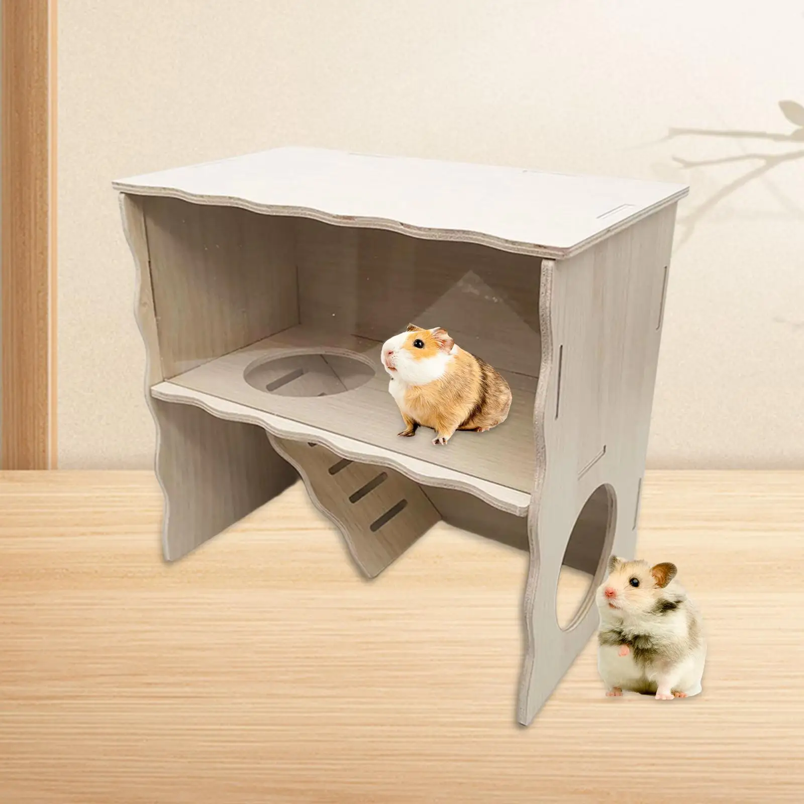 Wooden Guinea Pig House Pet Animal Hide Hideout Gerbils Chamber Hut Hamster Hideout Cage for Mice Hamster Gerbils Pet Tool