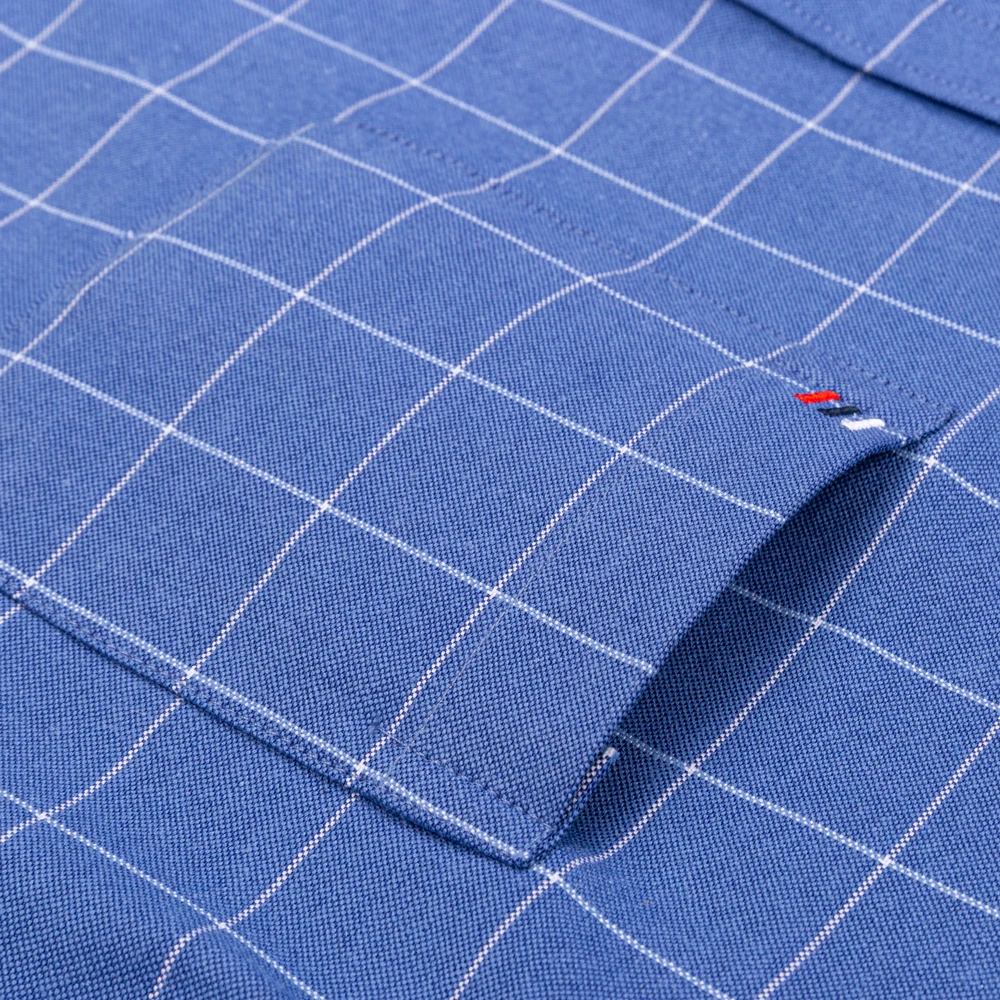 Camicia a maniche lunghe Oxford da uomo 100% cotone resistente alle rughe e traspirante, camicie abbottonate casual comfort a righe scozzesi solide