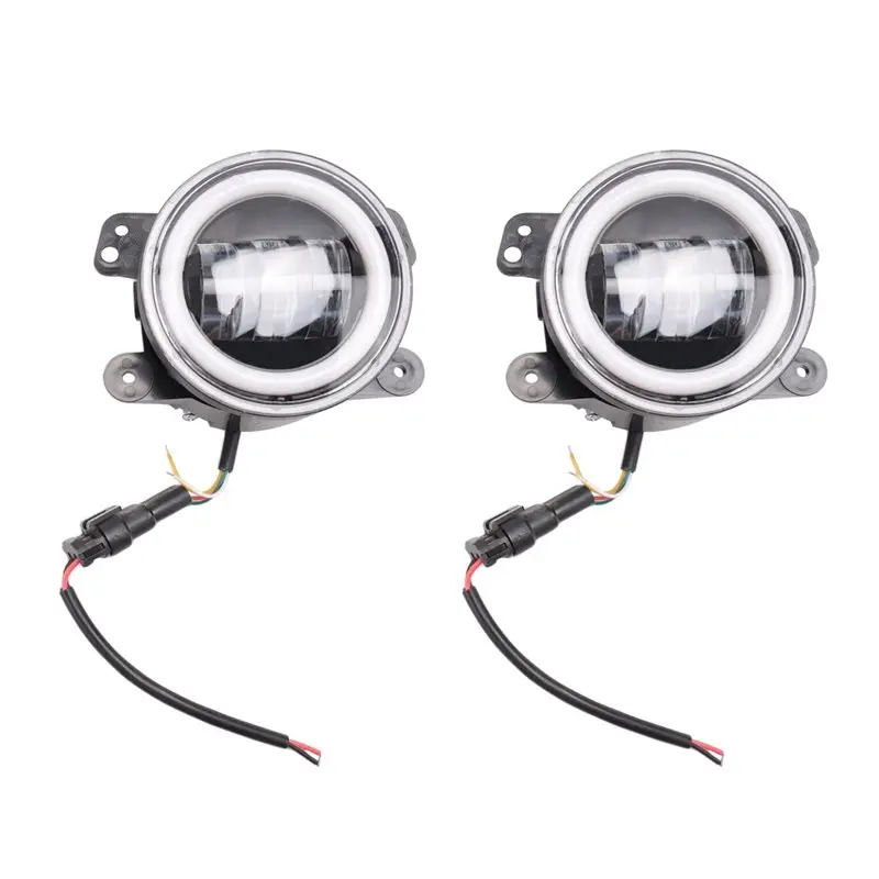 

4 Inch Angel Eyes LED Fog Light Car Front Foglight 15000LM Replacement Auto Lamp DRL Driving Fog Lamp For Offroad