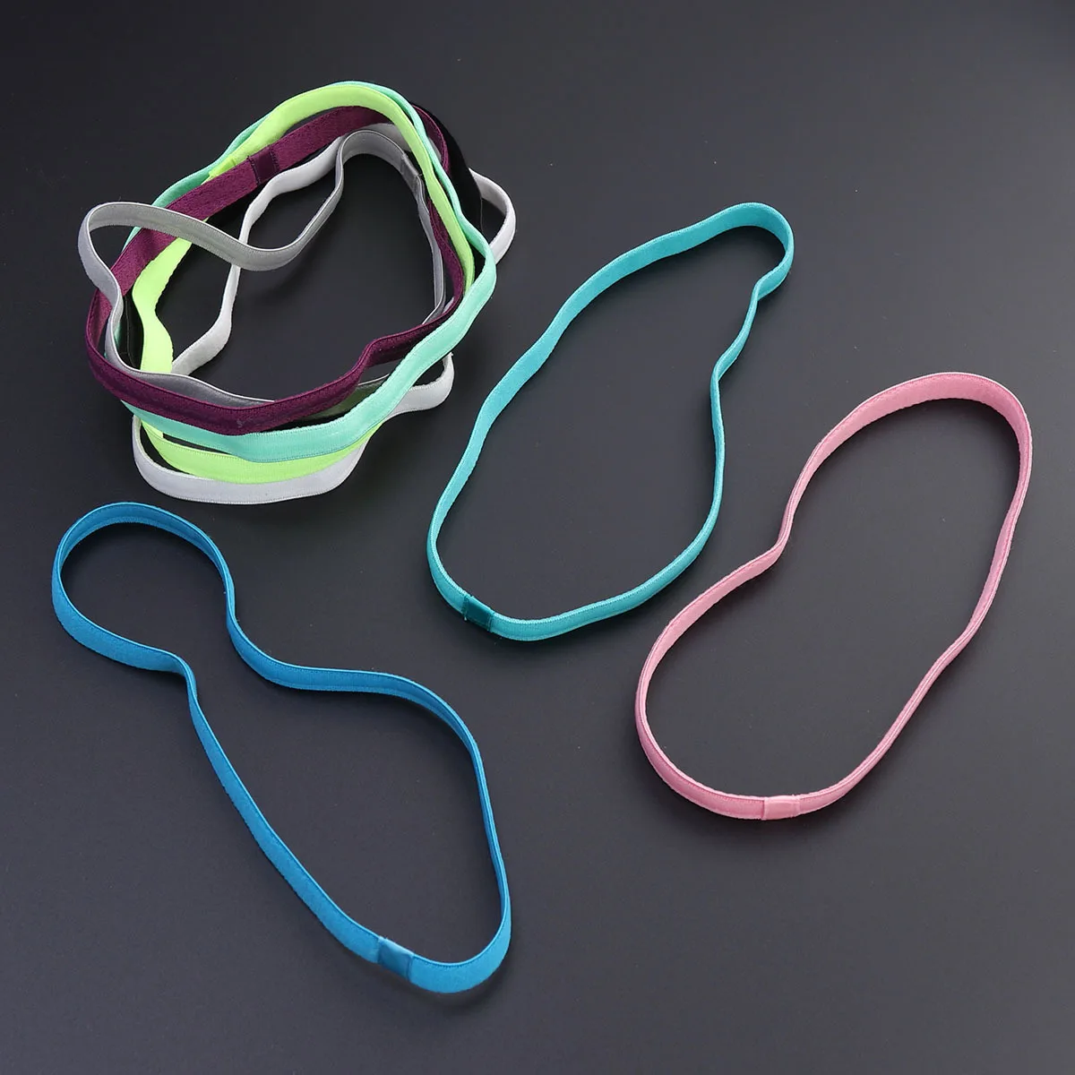 

9pcs Candy Color Running Headband Soft Elastic Silicone Lined Sweatbands For Sports Exercise Yoga Gym Workout Headbands
