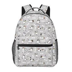 Playing Tricolor Jack Russell Terrier - Gray Background One Casual backpack